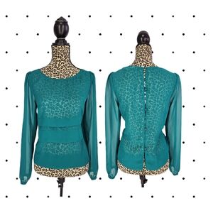 BCBGeneration Long Sleeve sheer Blouse with buttons SIZE M